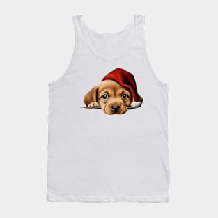 Christmas Peeking Puppy Tank Top